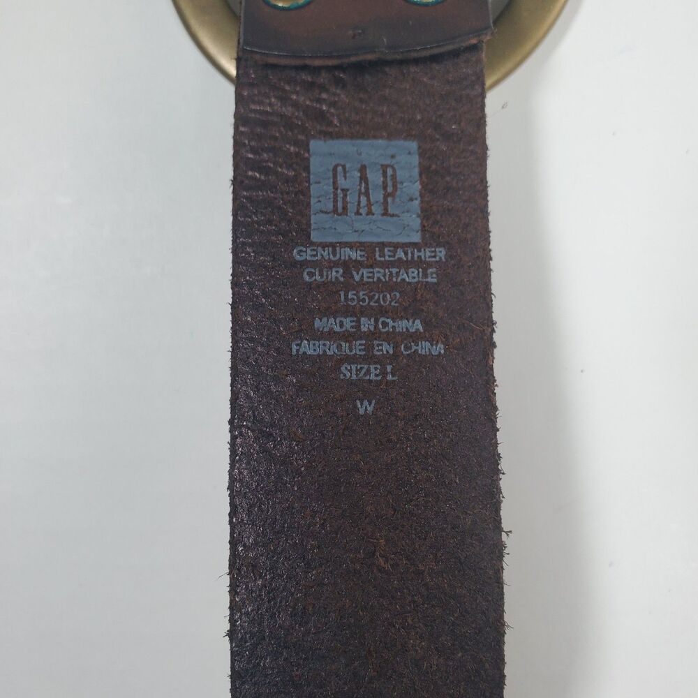 Vintage Gap Women’s Brown Leather Belt Large Braided Woven Solid Brass Buckle - Picture 5 of 10